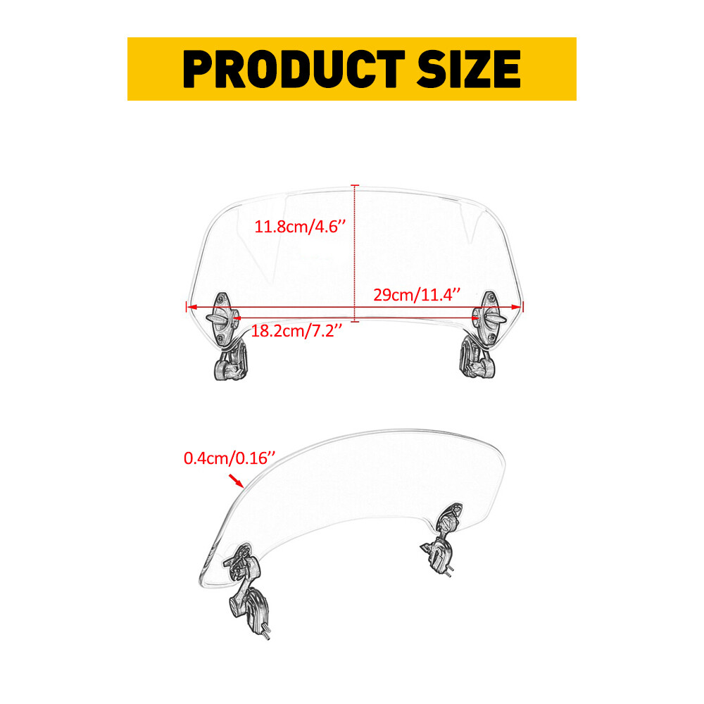 Clip On Motorcycle Windshield Extension Spoiler Wind screen Deflector Universal