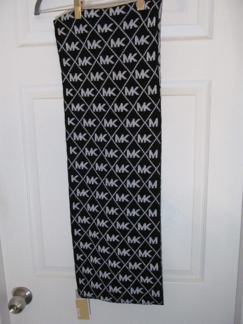 Michael Kors MK Repeating Reversible Continuous Loop Scarf, Silver & Black