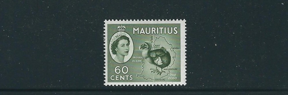 MAURITIUS 1953 QEII DODO and MAP (SG 302a SCRIPT CA) VF MNH