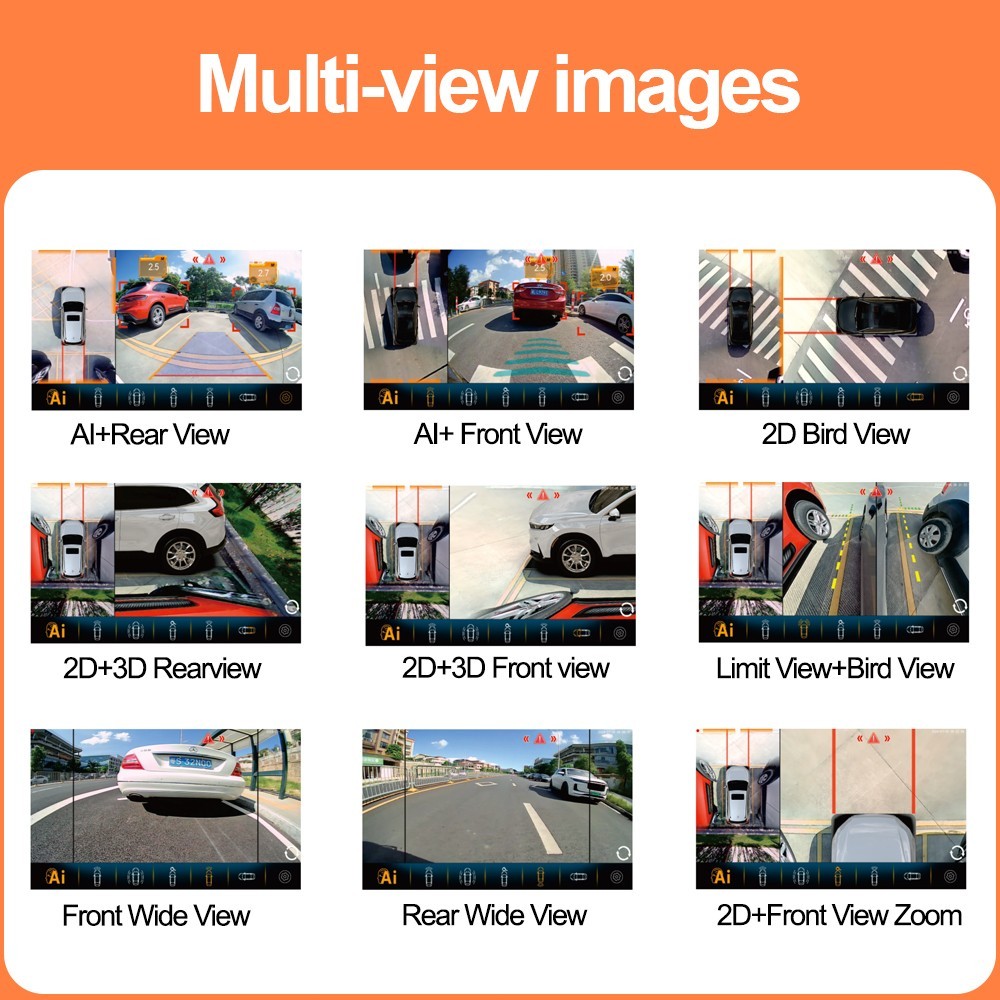 3D Multi-View System Host Blind Spot Backup View Camera Collision Warning