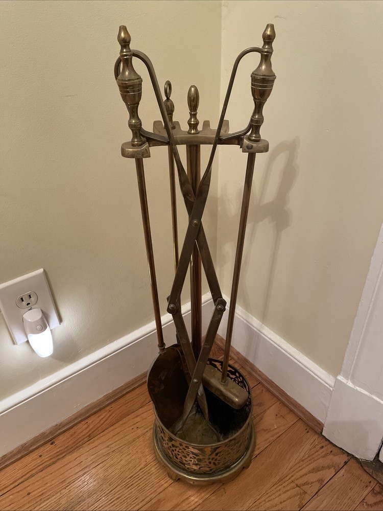 Brass Fireplace Tool Set Five Pieces