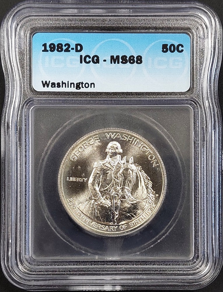 1982 D Washington Half Dollar certtified MS 68 by ICG!