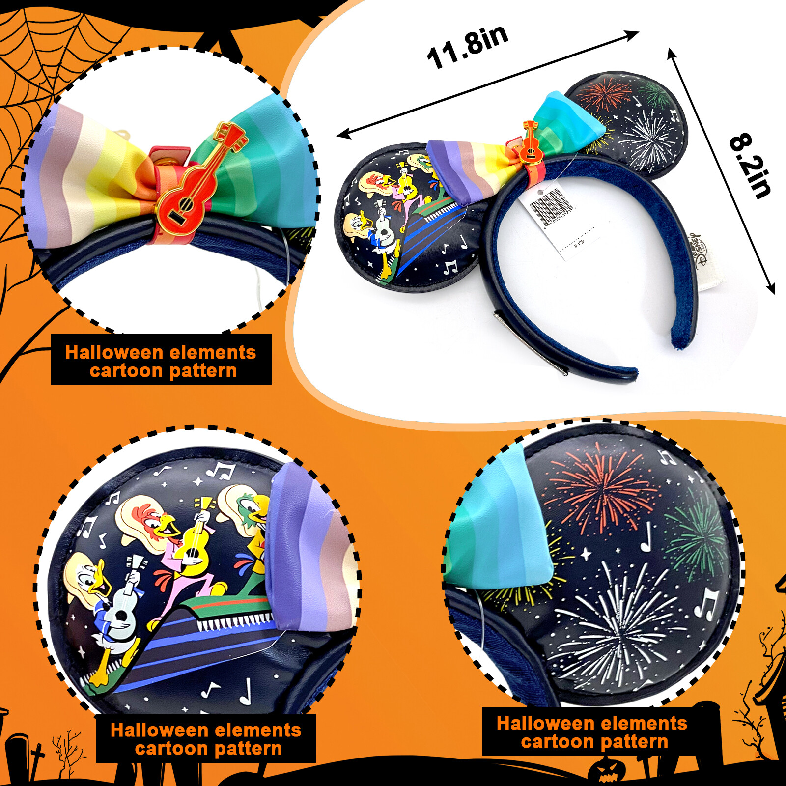 Disney-Parks Loungefly Three Caballeros Ears Headband with Removable Bow cosplay