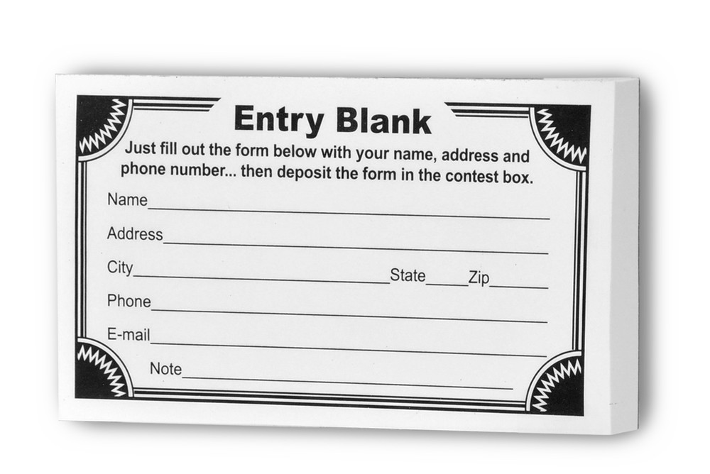 Contest Entry Forms, 100 Forms Per Pad