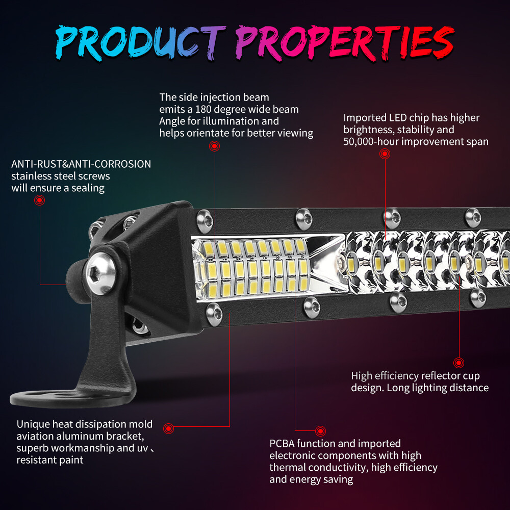 NEW 10'' Slim LED Light Bar Spot Flood Combo Work Offroad SUV Driving ATV UTV