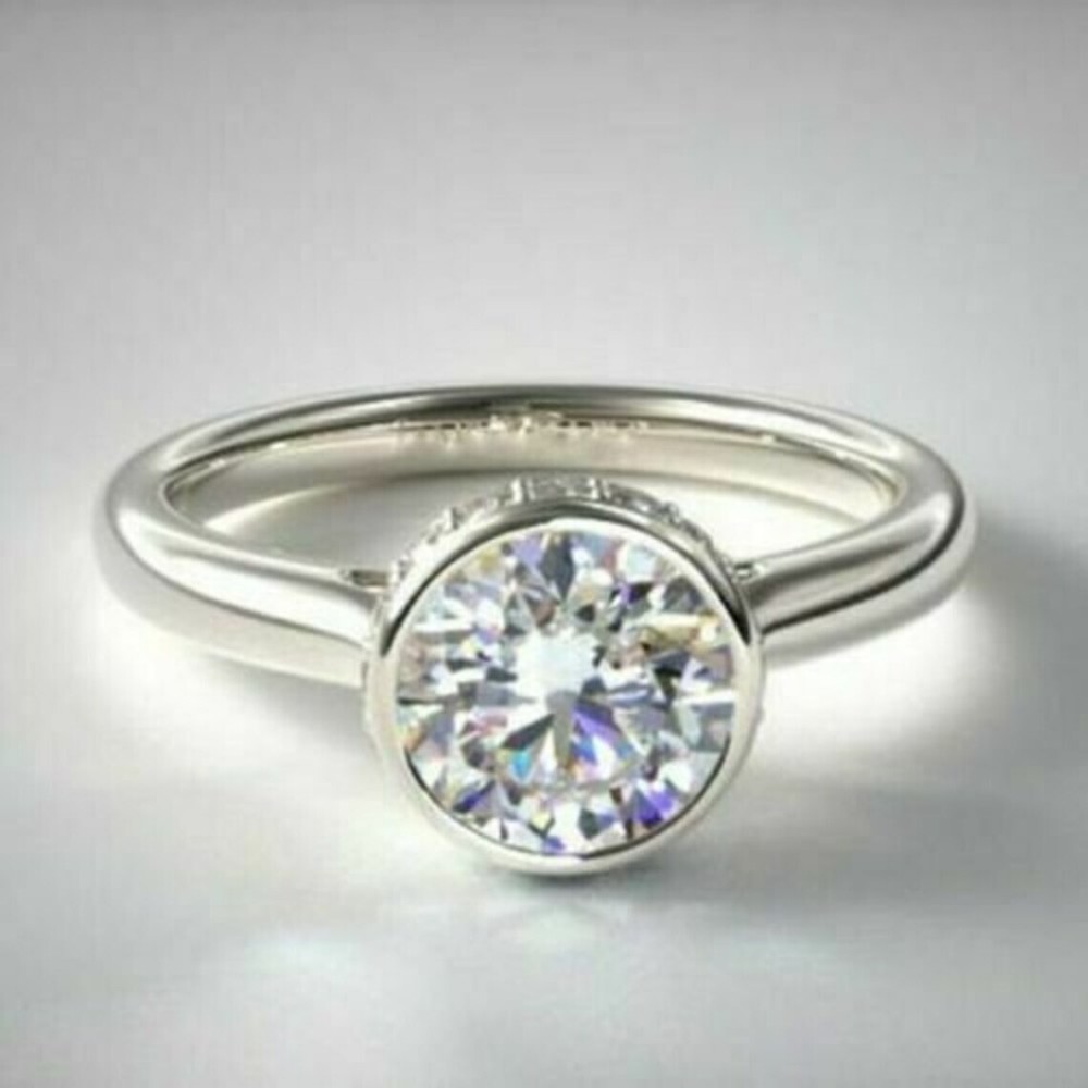 Round Cut 3.20 Ct Lab-Created White Diamond Wedding Ring 925 Sterling Silver