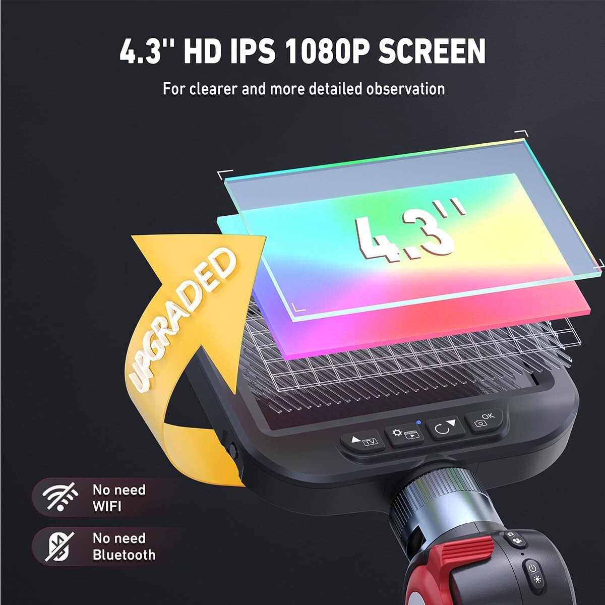 Ralcam Endoscope Inspection Camera Articulating Borescope 3.3FT Flexible Tube