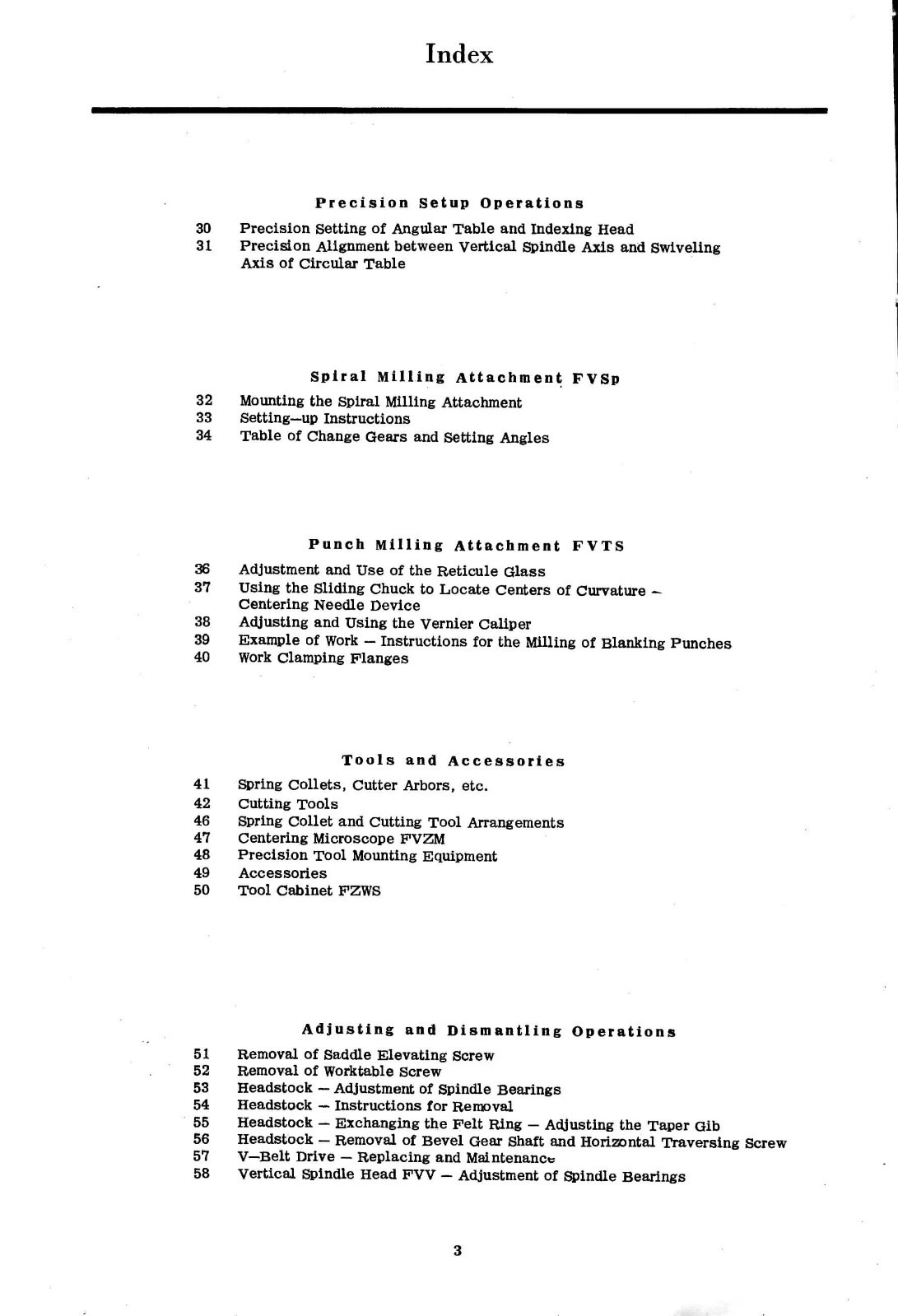 DECKEL Model FP1 Universal Tool Milling & Boring Machine Instruction Manual 1205