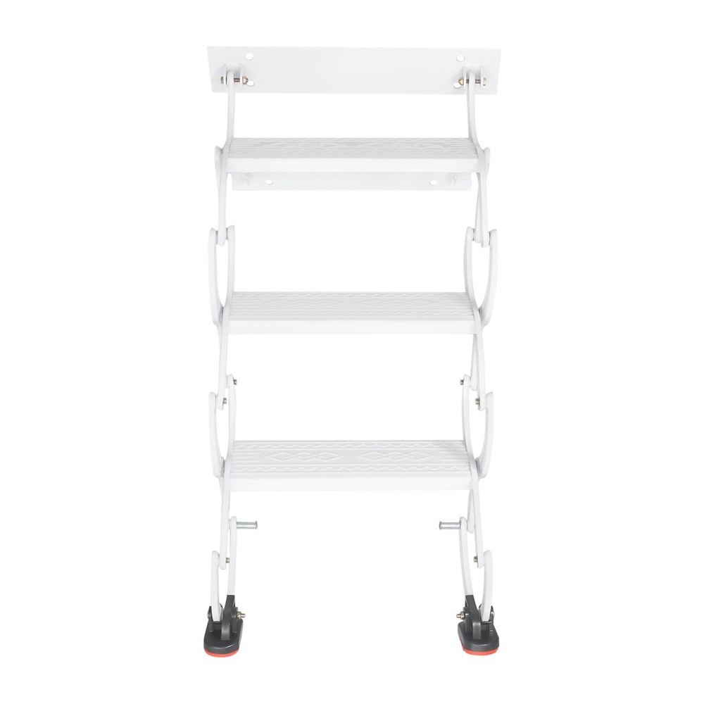 3 Steps Wall Mounted Retractable Ladder Pull Down Telescoping Step Ladder White
