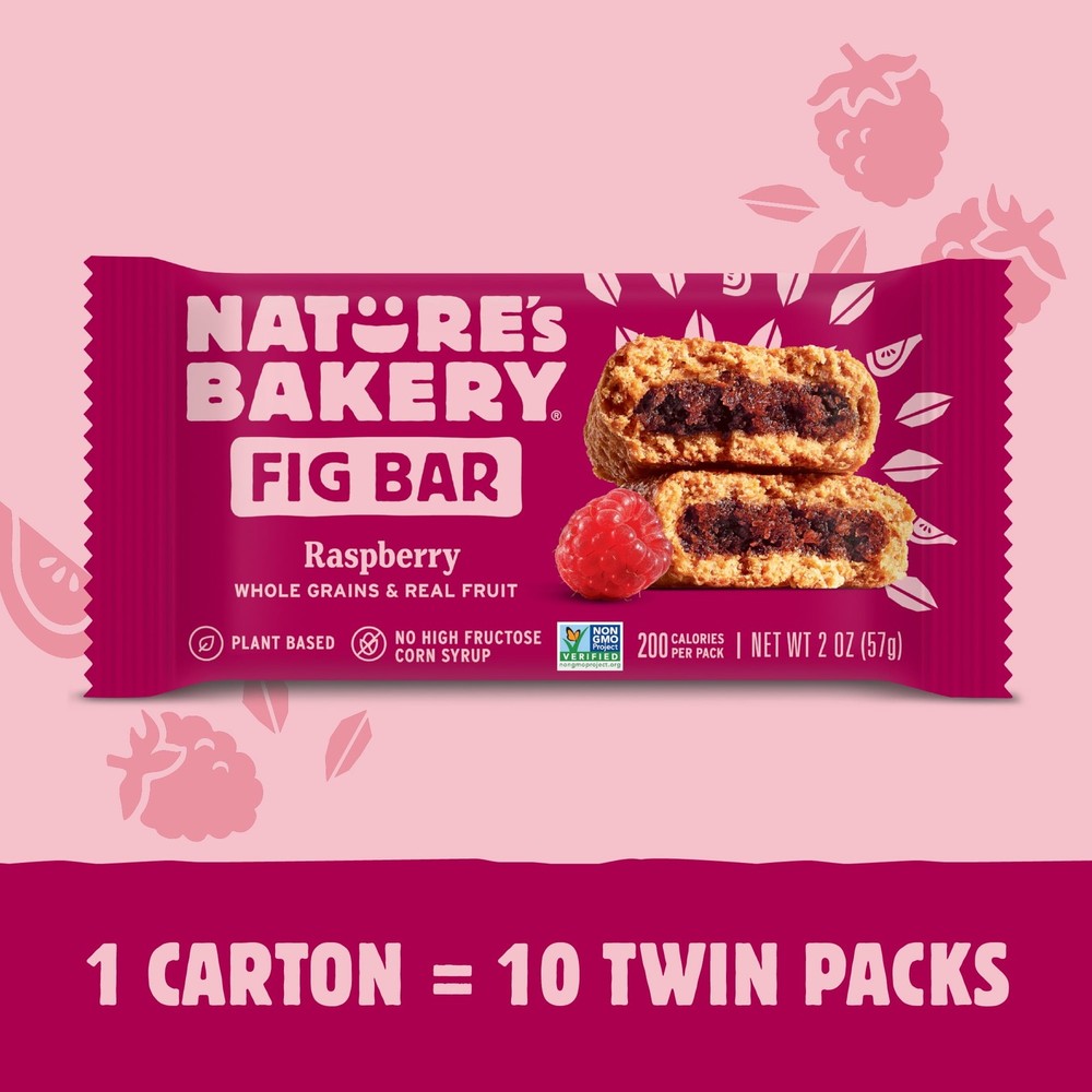 Raspberry Fig Bars Snack 10 Pack 2 oz Each Box