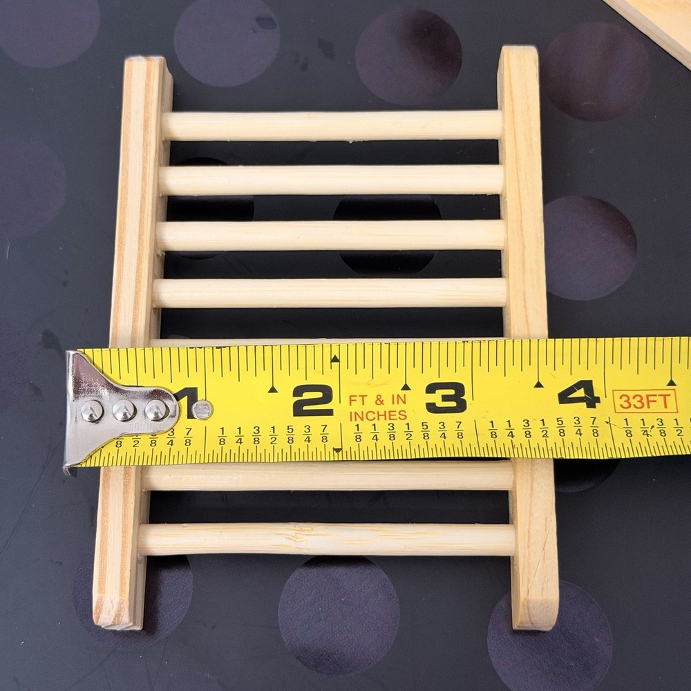 2 Natural Bamboo Soap Bar Dishes Ladder