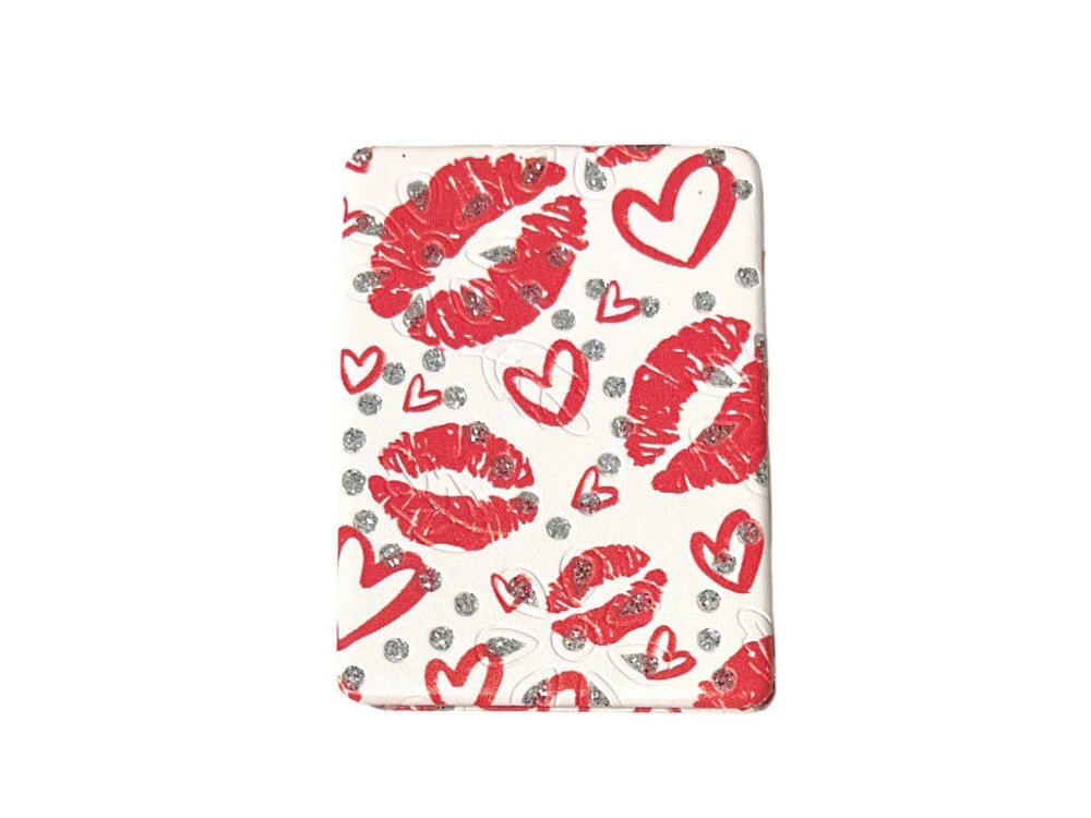 Lips Theme Double Compact Mirror w/ Crystal Stones ~ Great Gift Idea!