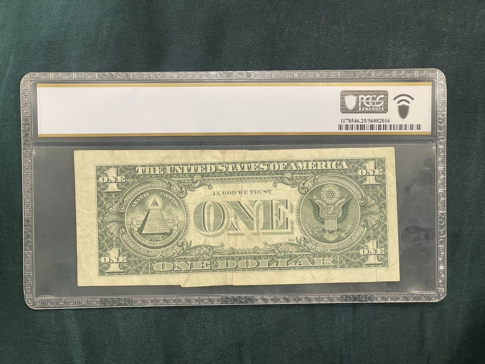 $1 1977 PCGS 25 Misalignment Error 2 Vertical 1 Diagonal Gutter Fold Errors