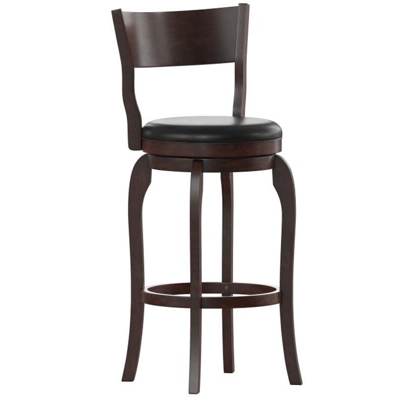 Nicos Commercial Pub 24" Counter Stool - Espresso - Black Seat