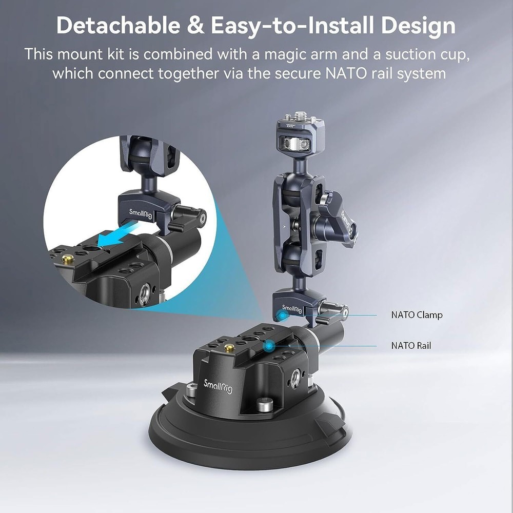 SmallRig 4" Camera Suction Mount with Ball Head Magic Arm Max Load 3kg
