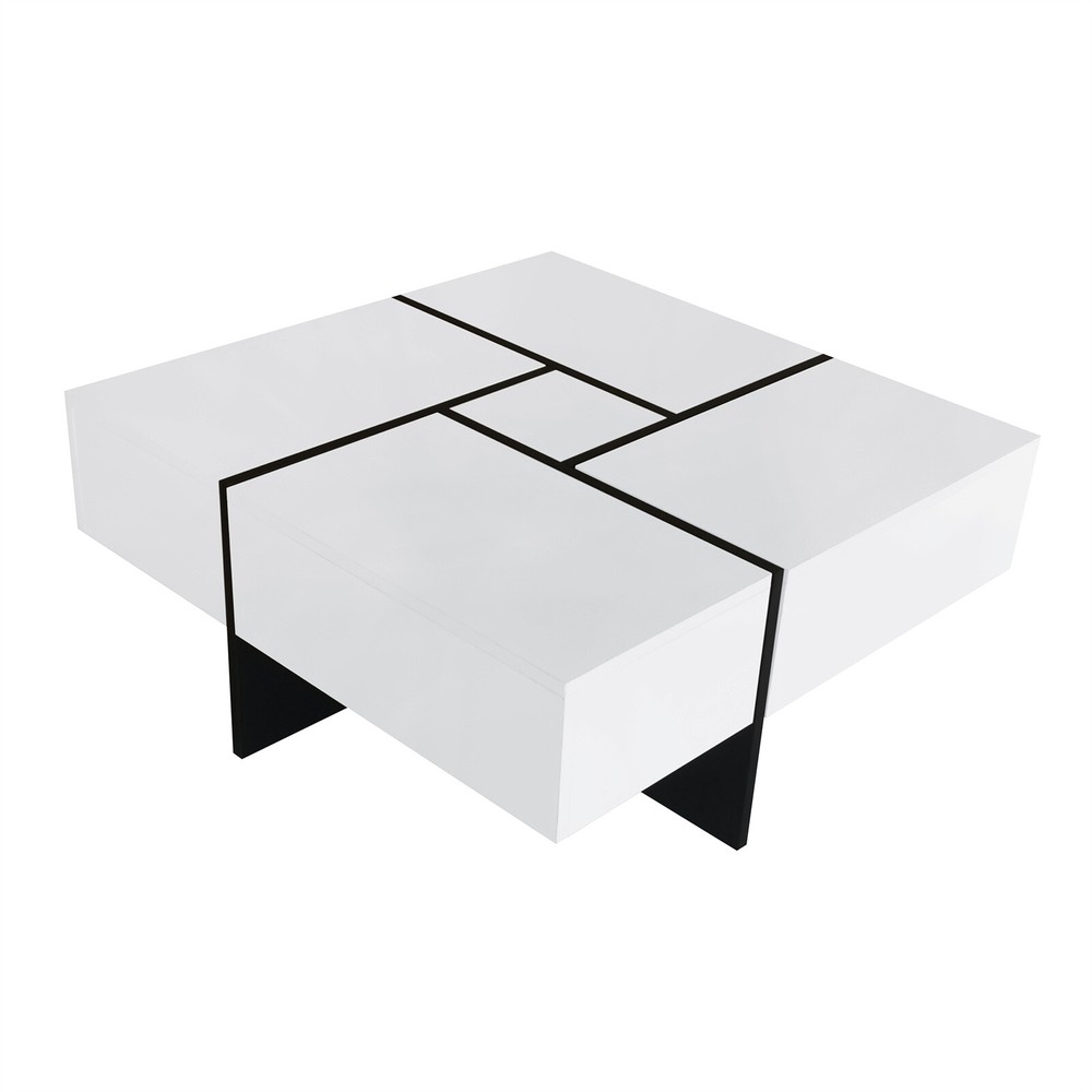 Coffee Table Cocktail Table Center Table with 4 Hidden Storage Compartments