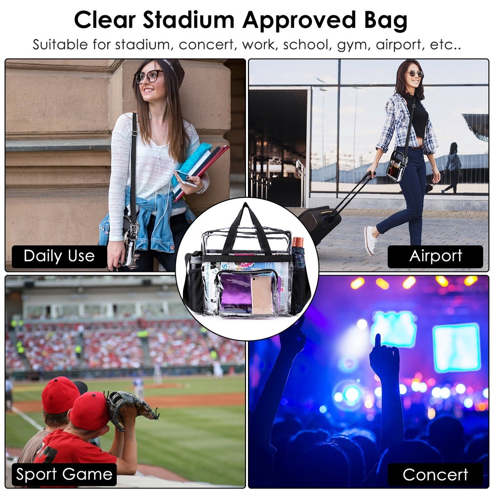 Stadium Approved Clear lunch Bag Front Storage Compartmen with Adjustable Strap