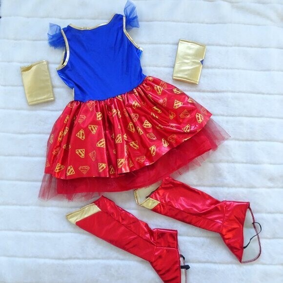 Super Girl Costume Kids Halloween Dress-up Complete Outfit