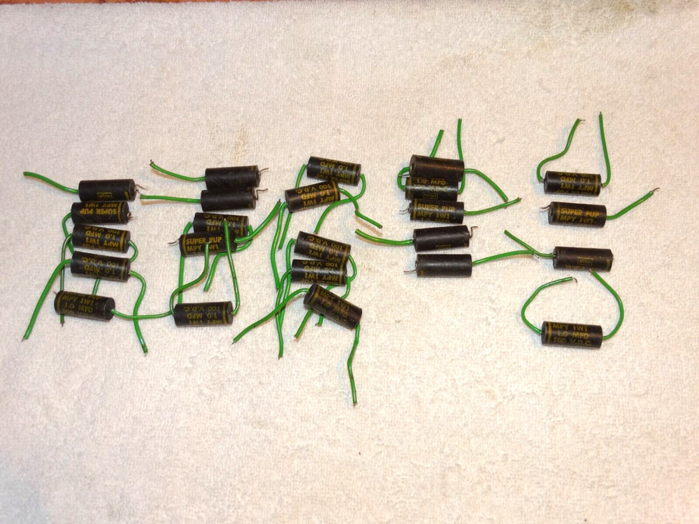 24 -Vintage Cornell Dubilier "Super Pup" Capacitor Pulls 1.0  100vdc