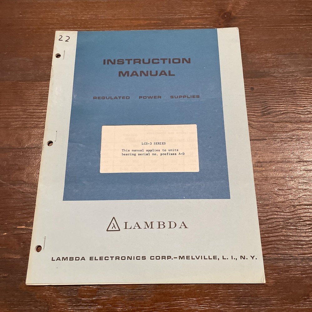 Lambda LCS-3 Series Regulated Power Supplies Prefixes A-D Instruction Manual