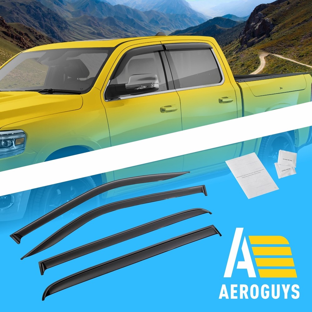 Side Window Deflectors Rain Guards for 2019-2026 Dodge Ram Crew Cab