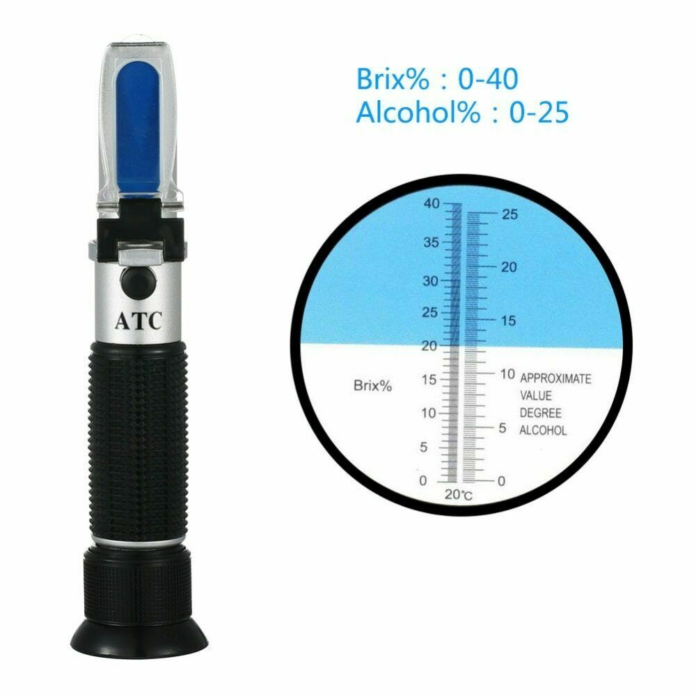 Hangheld Alcohol Refractometer 0~40% Brix 0~25% Alcohol Wine Grape Refractometer