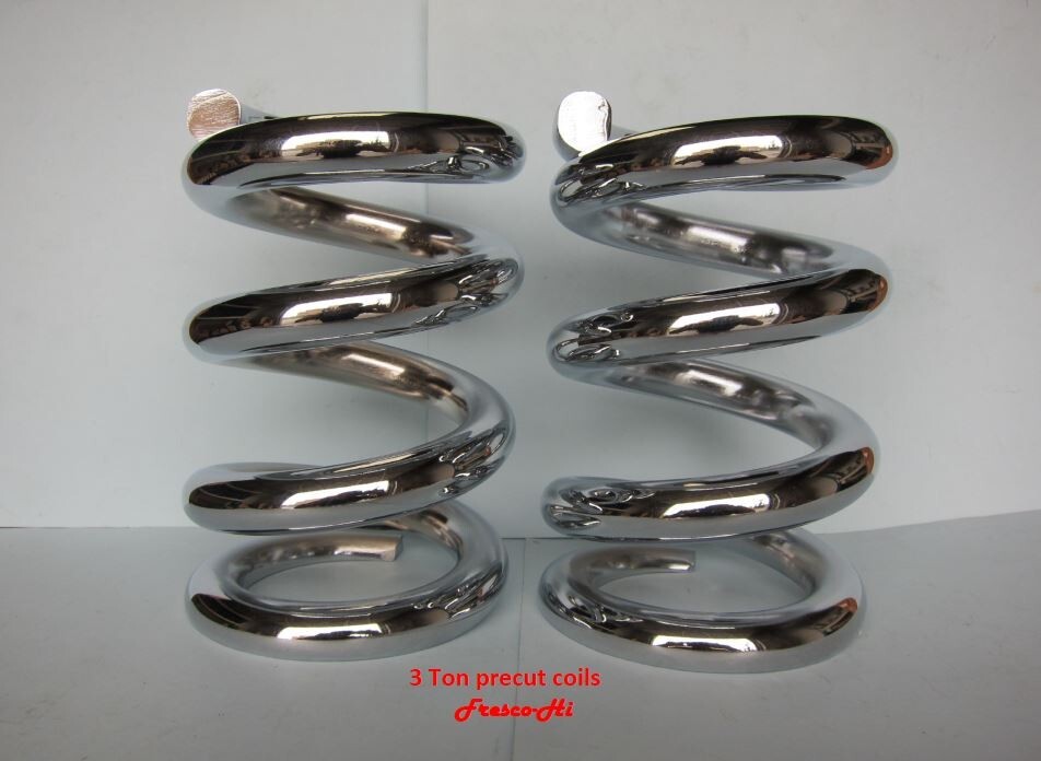 Lowrider Hydraulics 3 ton coils spring precut, one side flat, chrome, a pair