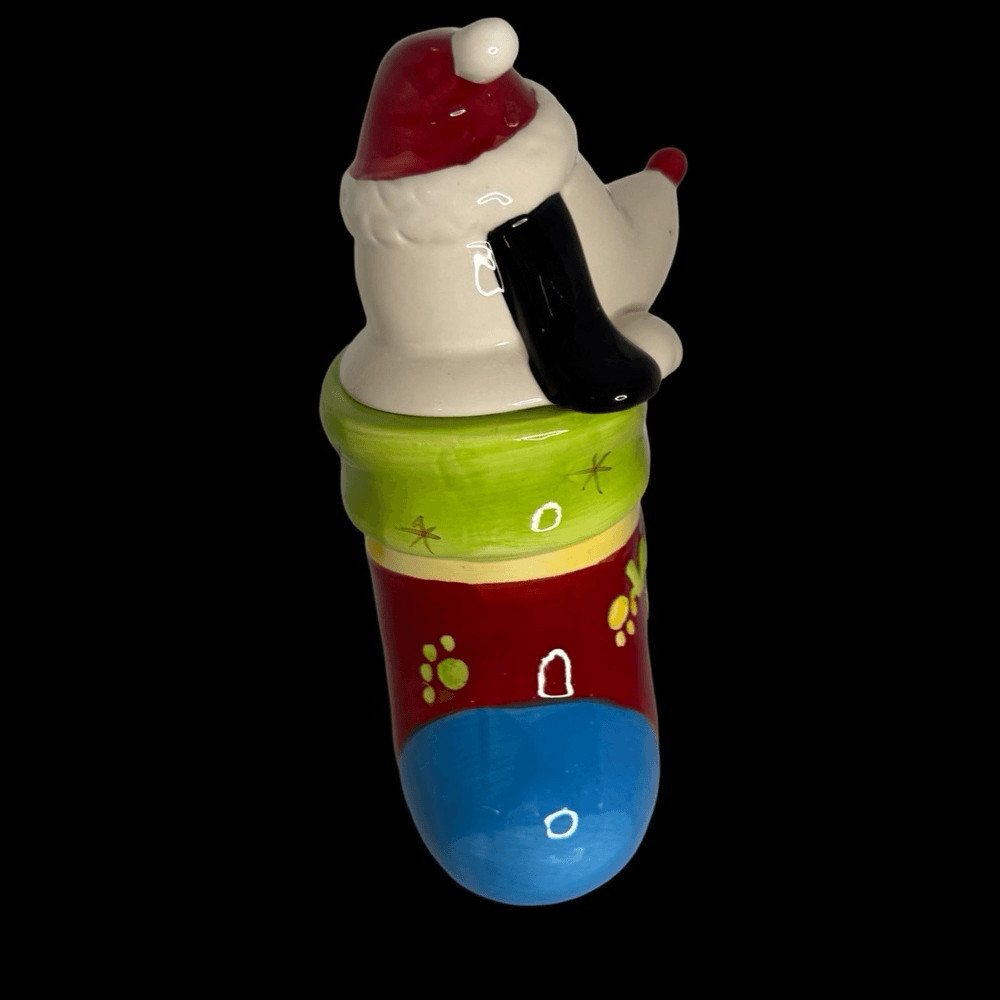 Festive Dog in Stocking Snack Jar