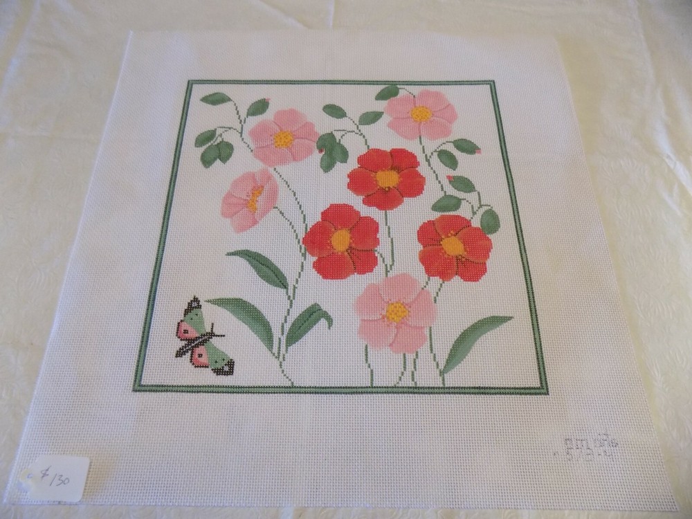 HAND PAINTED FLOWERS WITH BUTTERFLY