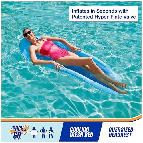 SWIMWAYS SPRING FLOAT PREMIUN BLUE LOUNGE CHAIR - BLUE