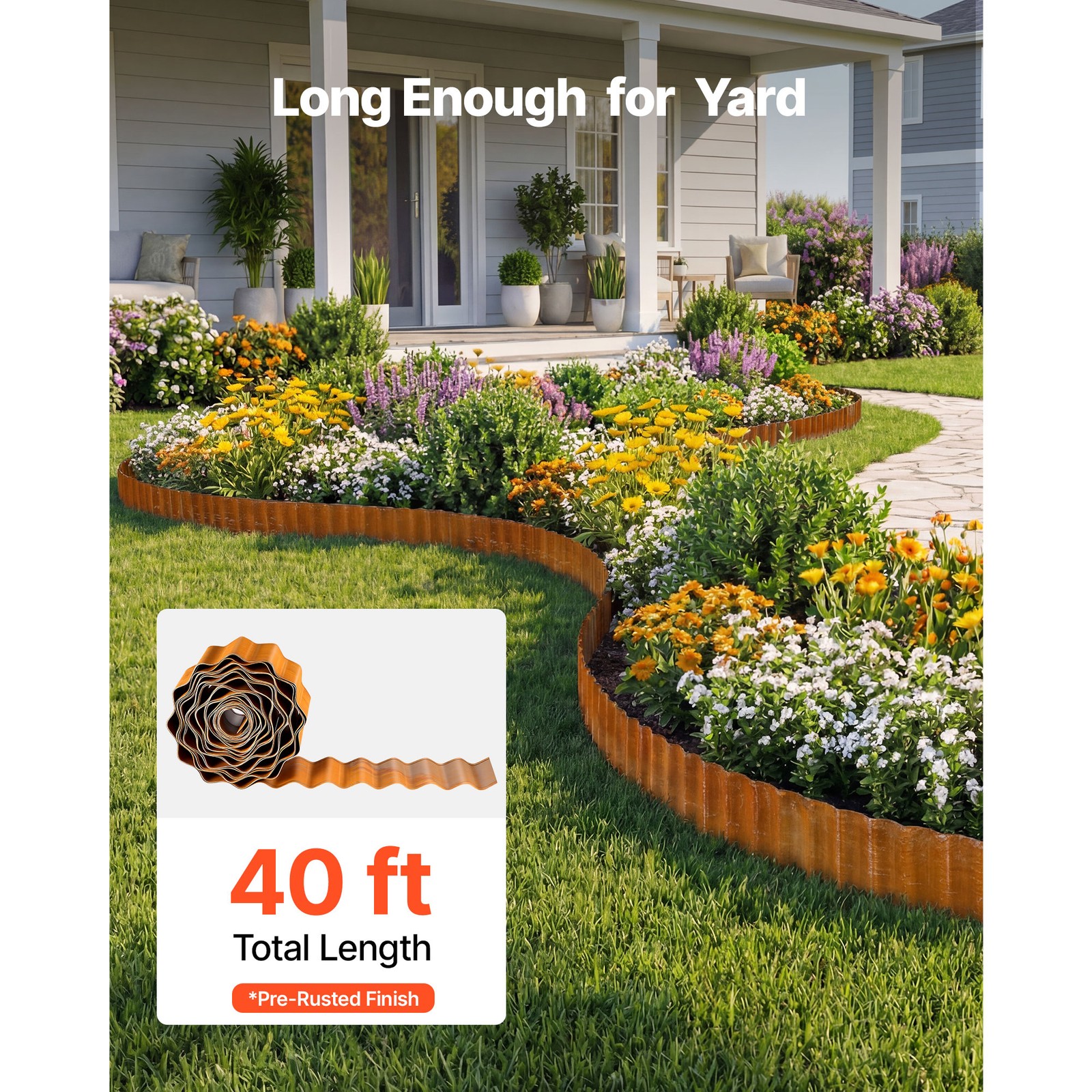 Uimoso Carbon Steel Garden Edging 40 ft x 6 in Metal Landscape Border