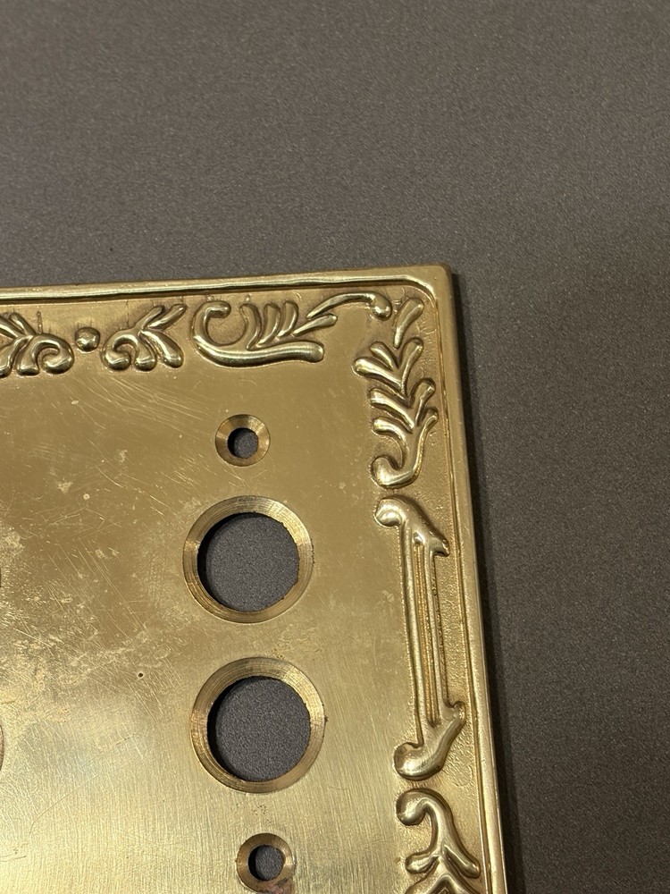 VINTAGE PUSH BUTTON DOUBLE GANG SOLID FORGED BRASS COVER SWITCH PLATE