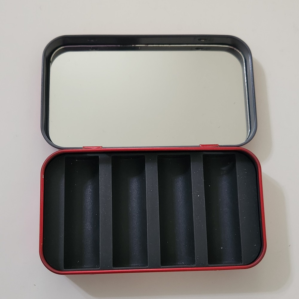 Mirrored Tin Rectangle Red Size 2.5 x 4.25" Empty Storage Box (J)
