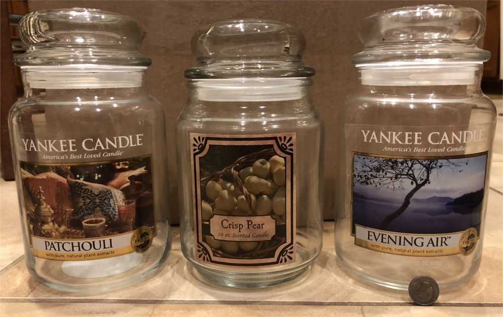 Empty Candle Jars, Set 9; LARGE; Multiple shapes, makes; No Wax, Includes 9 Lids