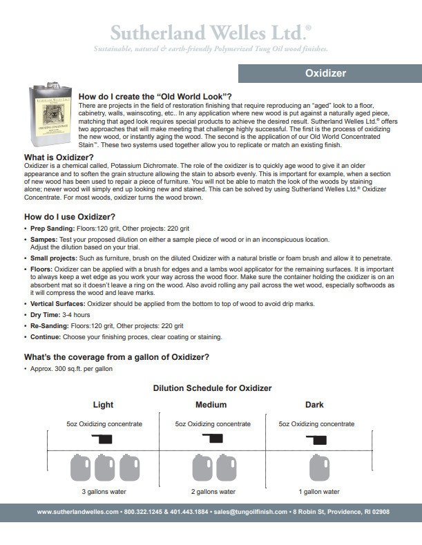 Sutherland Welles Ltd.: Oxidizer - Oxidizing Concentrate