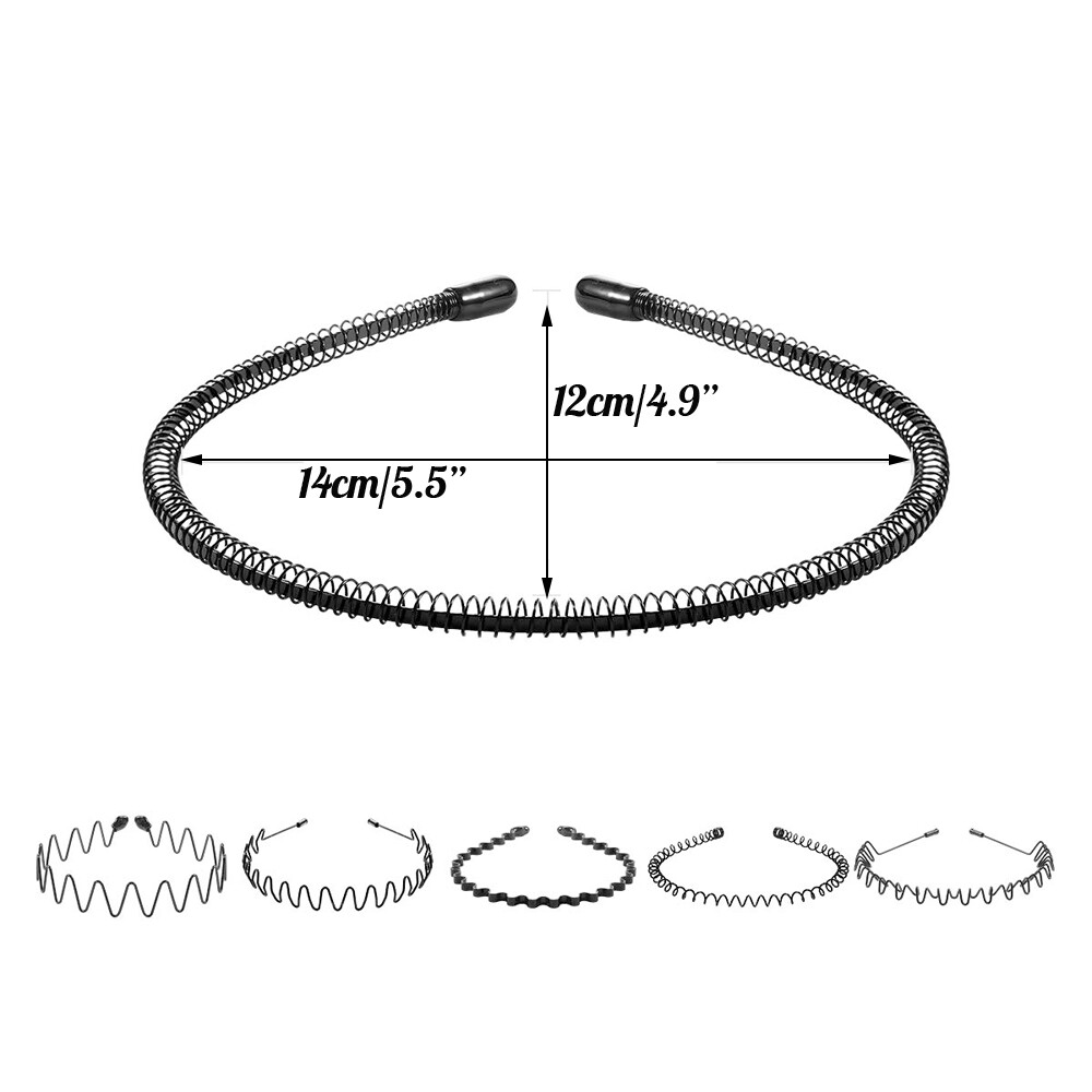 6Pcs Metal Hair Headband Wave Style Hoop Band Comb Sports Hairband for Men Women