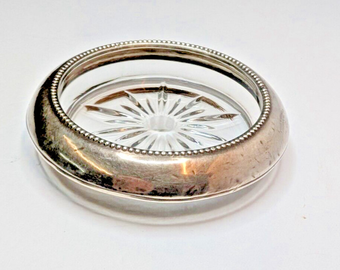 Vintage Crystal Silver Plated 4" Coaster
