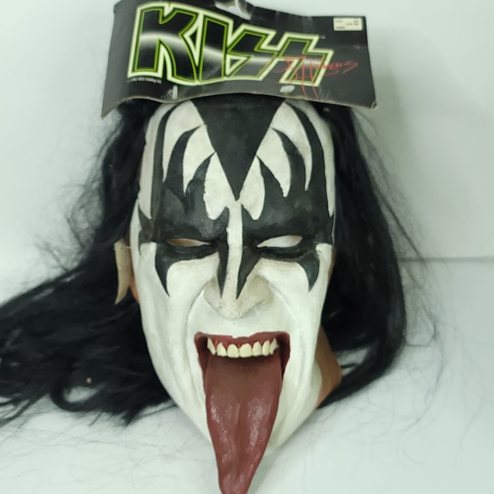 KISS Illusive Concepts Whole Head Mask Gene Simmons Demon Bonus Foam Stand NEW