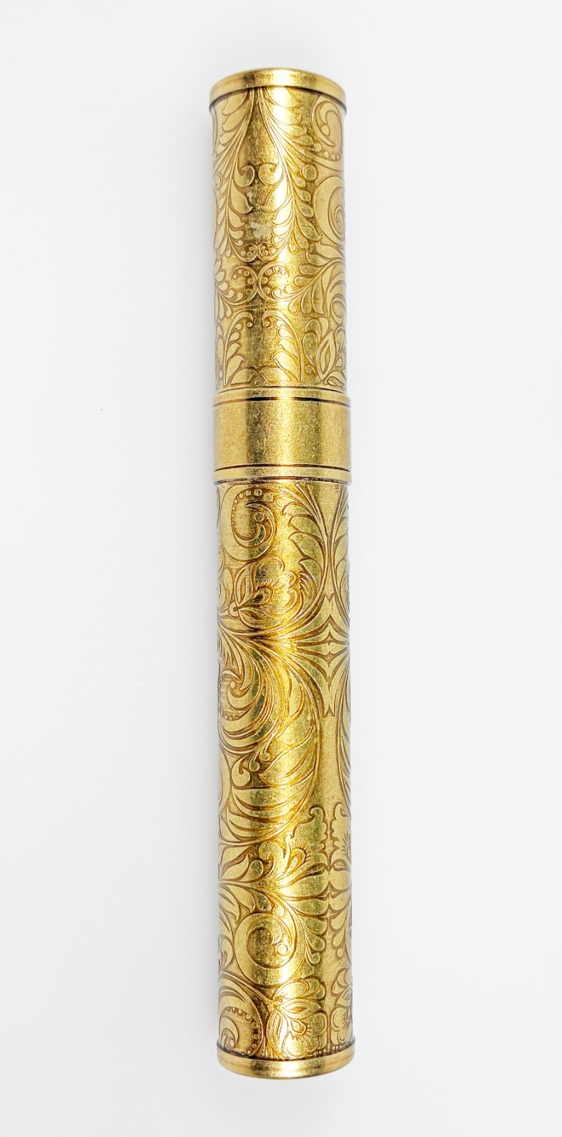 Golden Brass Engraved Cigar Tube Case Tubos Metal Portable Travel Storage Holder