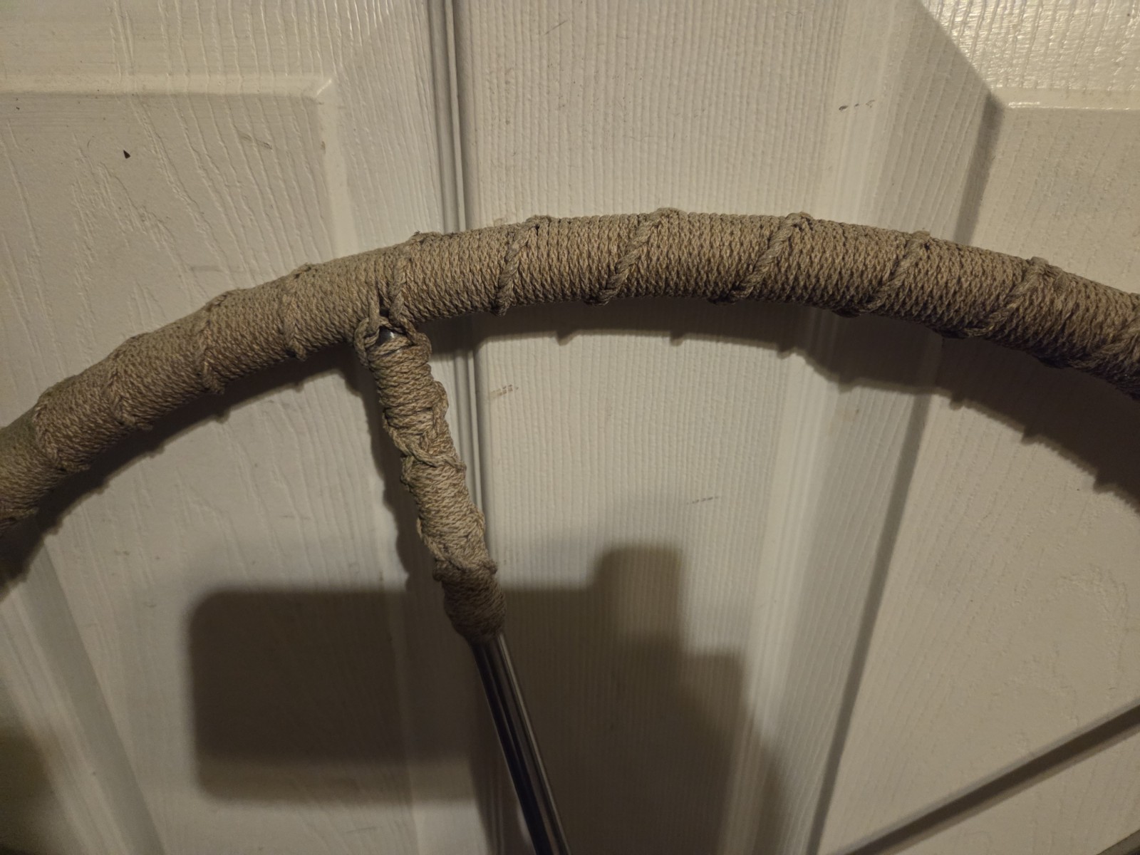 stainless steel sailboat steering wheel, sometimes called a destroyer wheel