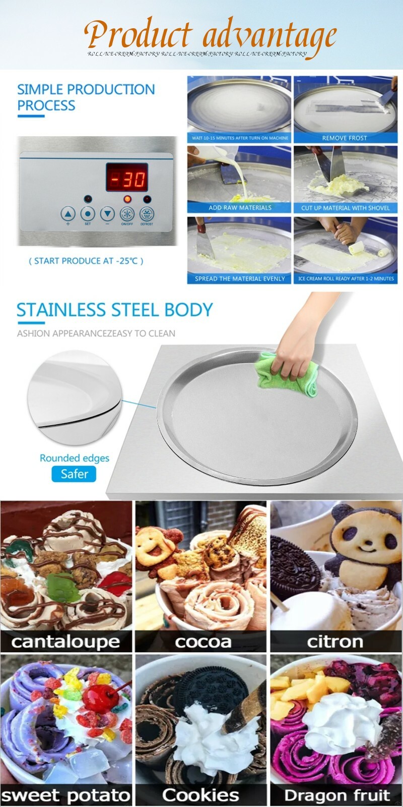 Kolice ETL Commercial Ice Cream Roll Machine, 22" (55cm ) Single Round Ice Pan