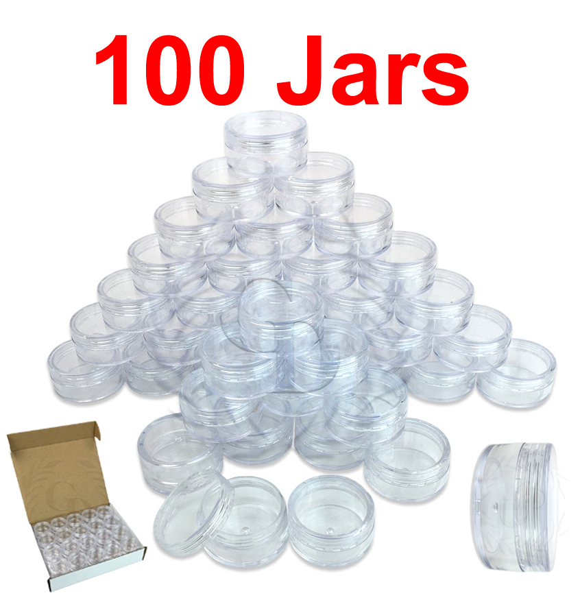 100 Packs 10 Gram/10ML High Quality Cream Cosmetic Sample Clear Jar Containers