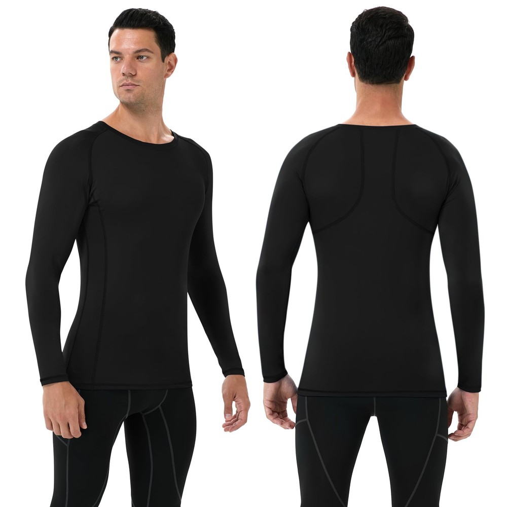Runhit Men's Compression Long-Sleeve T-Shirt Athletic Compression Base Layer ...