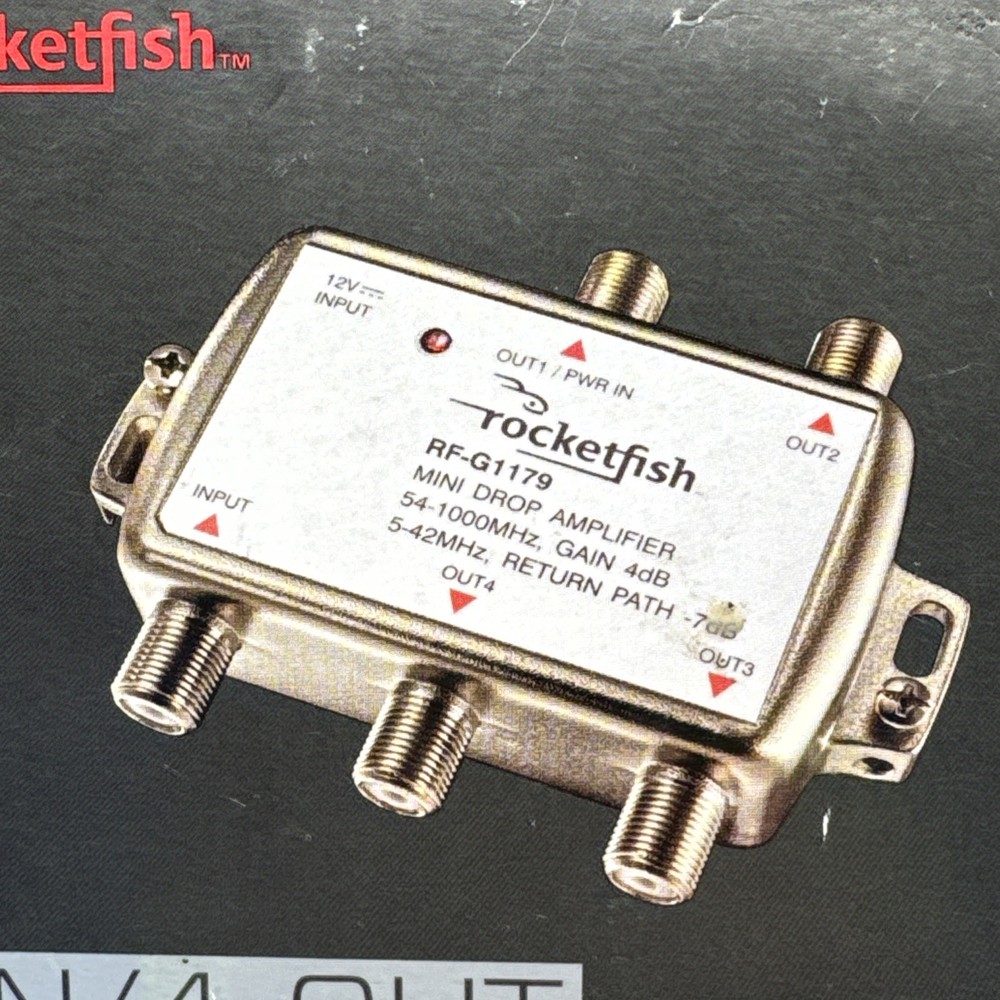 Rocketfish Coaxial Connection Cable Amplifier 1-Input / 4-Output RF-G1179