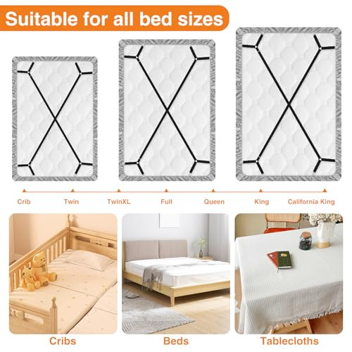 4 Pcs Sheet Straps, Adjustable Mattress Sheet Clips,Fitted Sheet Straps