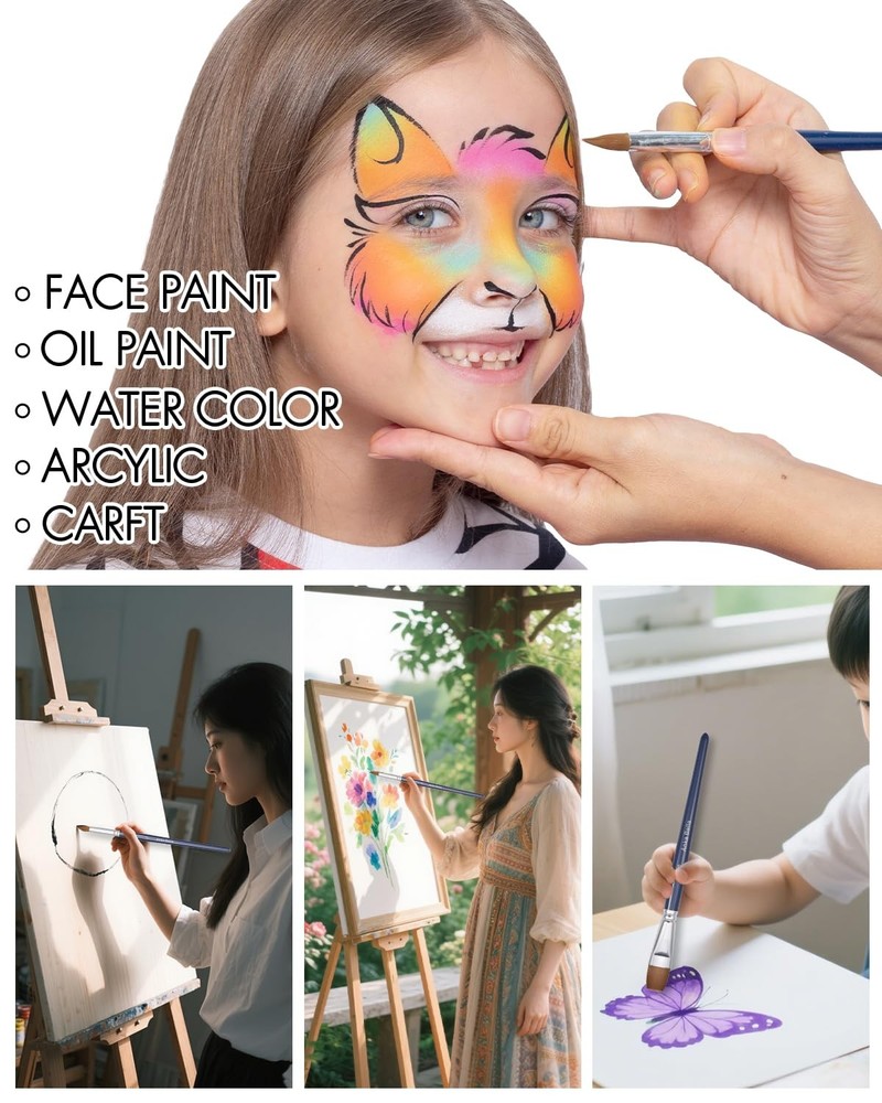 Professional Pre-Quality Face Paint Brushes SetIncluding 14pcs Different Size...