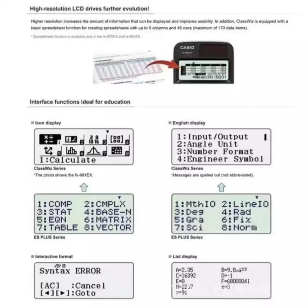Casio FX-991EX ClassWiz Scientific Calculator 552 Functions Advanced Engineering