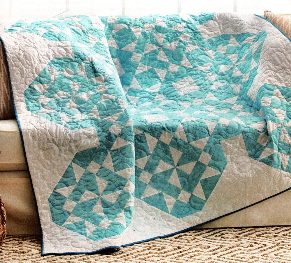 Aqua Oasis Quilt Pattern Pieced JS