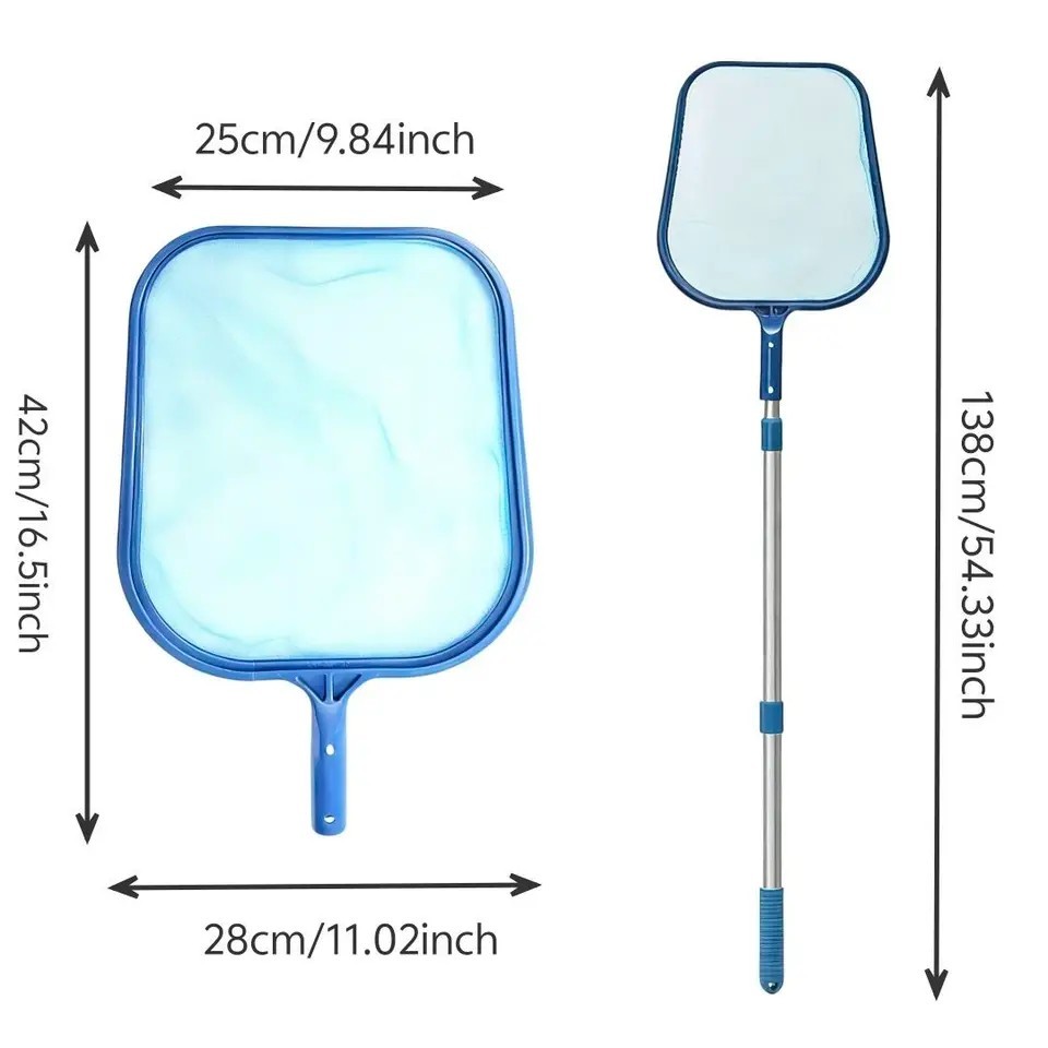 Telescopic Pool Skimmer Net Deep Bag Leaf Rake Spa Cleaner