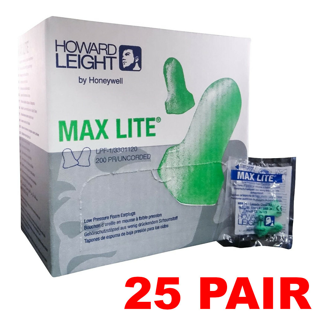 Howard Leight LPF-1 Uncorded Foam Disposable Ear Plugs (25 Pair)